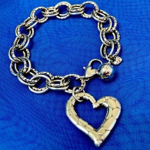 Brighton Pebble Heart Sterling Silver Bracelet. Authentic